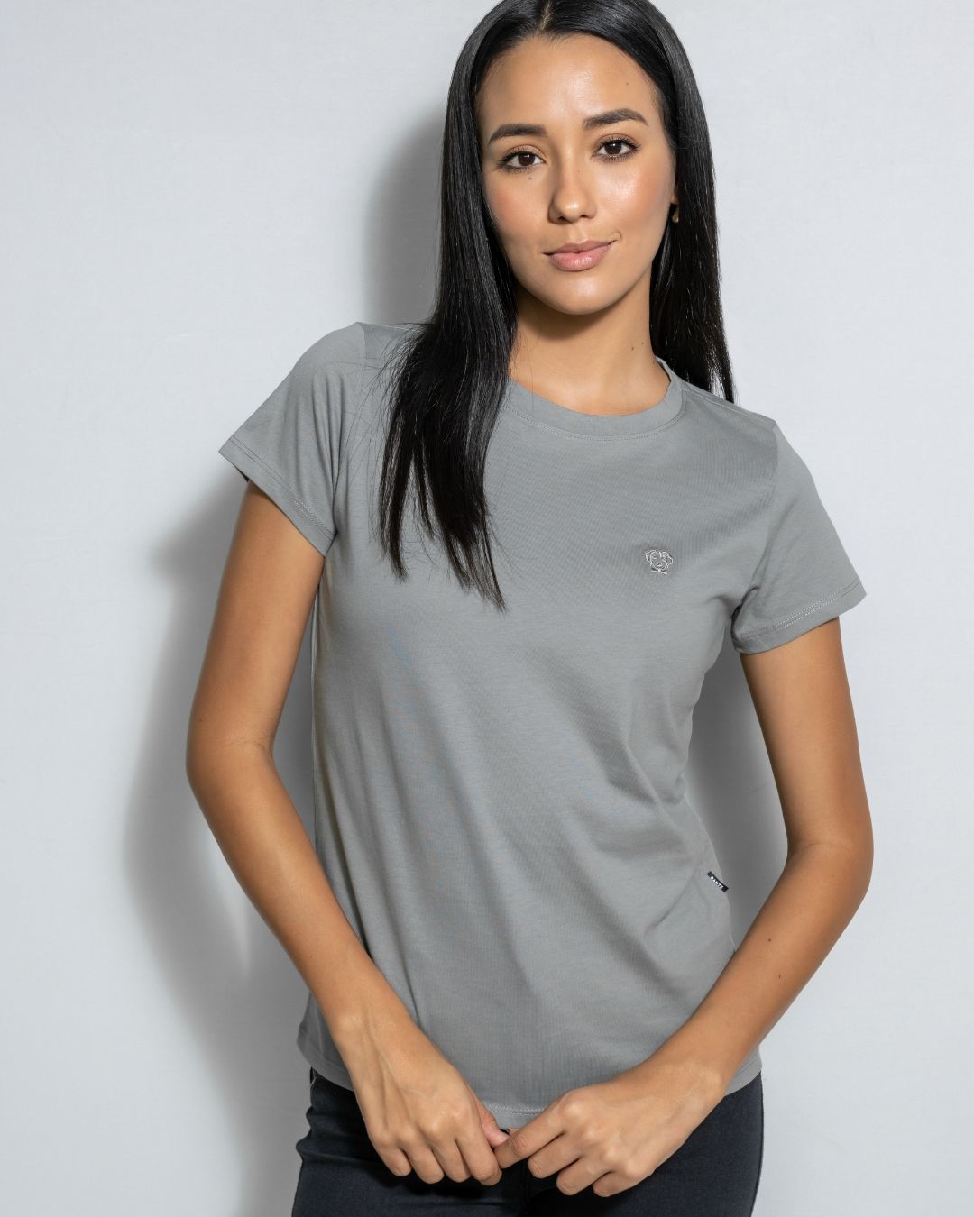 Camiseta Antimanchas de Mujer Gris logo Gris