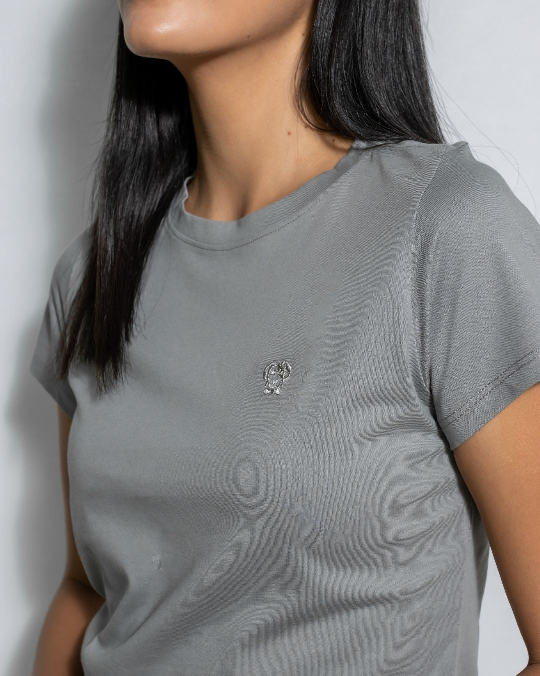 Camiseta Antimanchas de Mujer Gris logo Gris