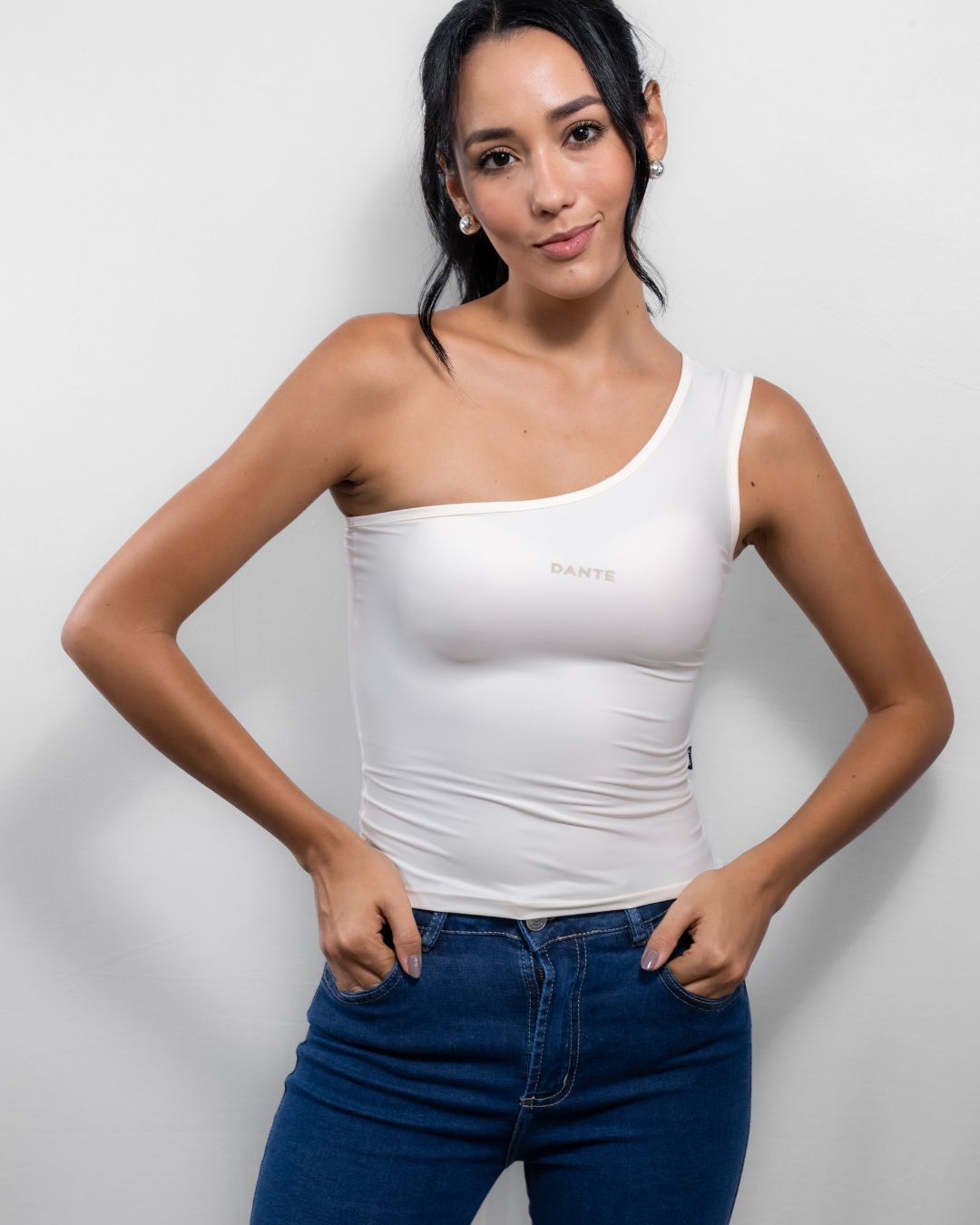 Top Antimanchas Ivory One Shoulder