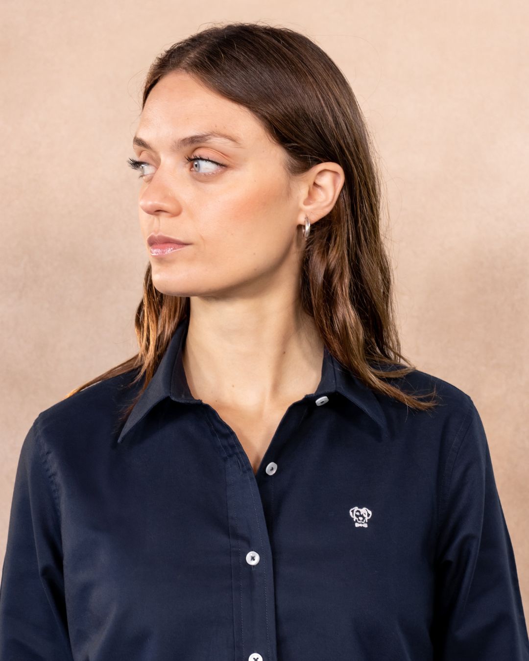 Camisa Antimanchas Oxford de Mujer Azul Navy