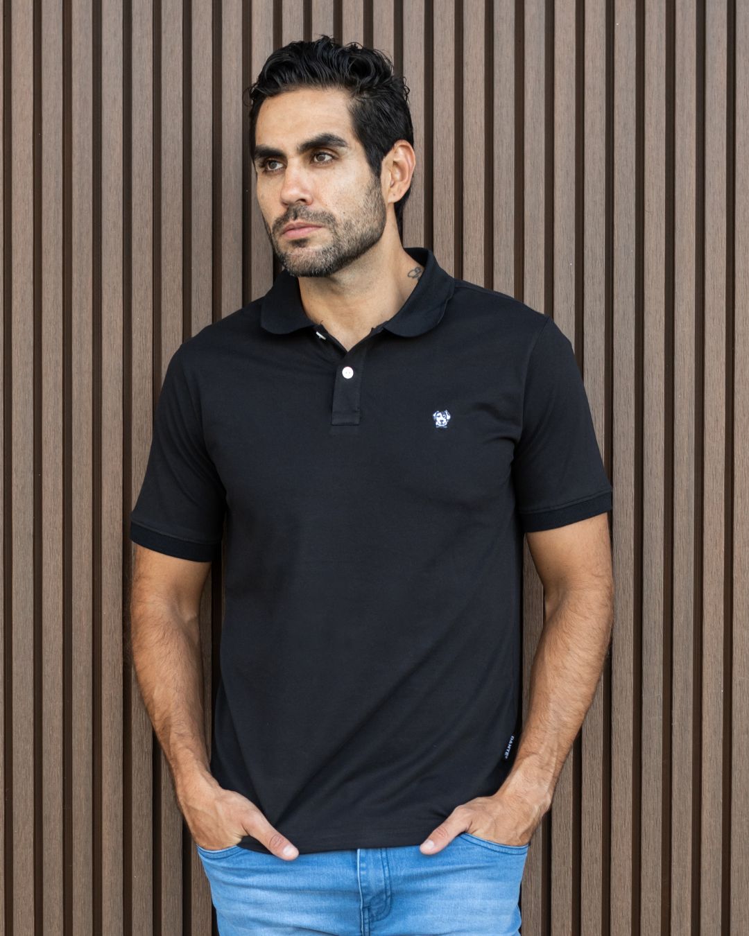 Polo Antimanchas Negra - Talla Slim