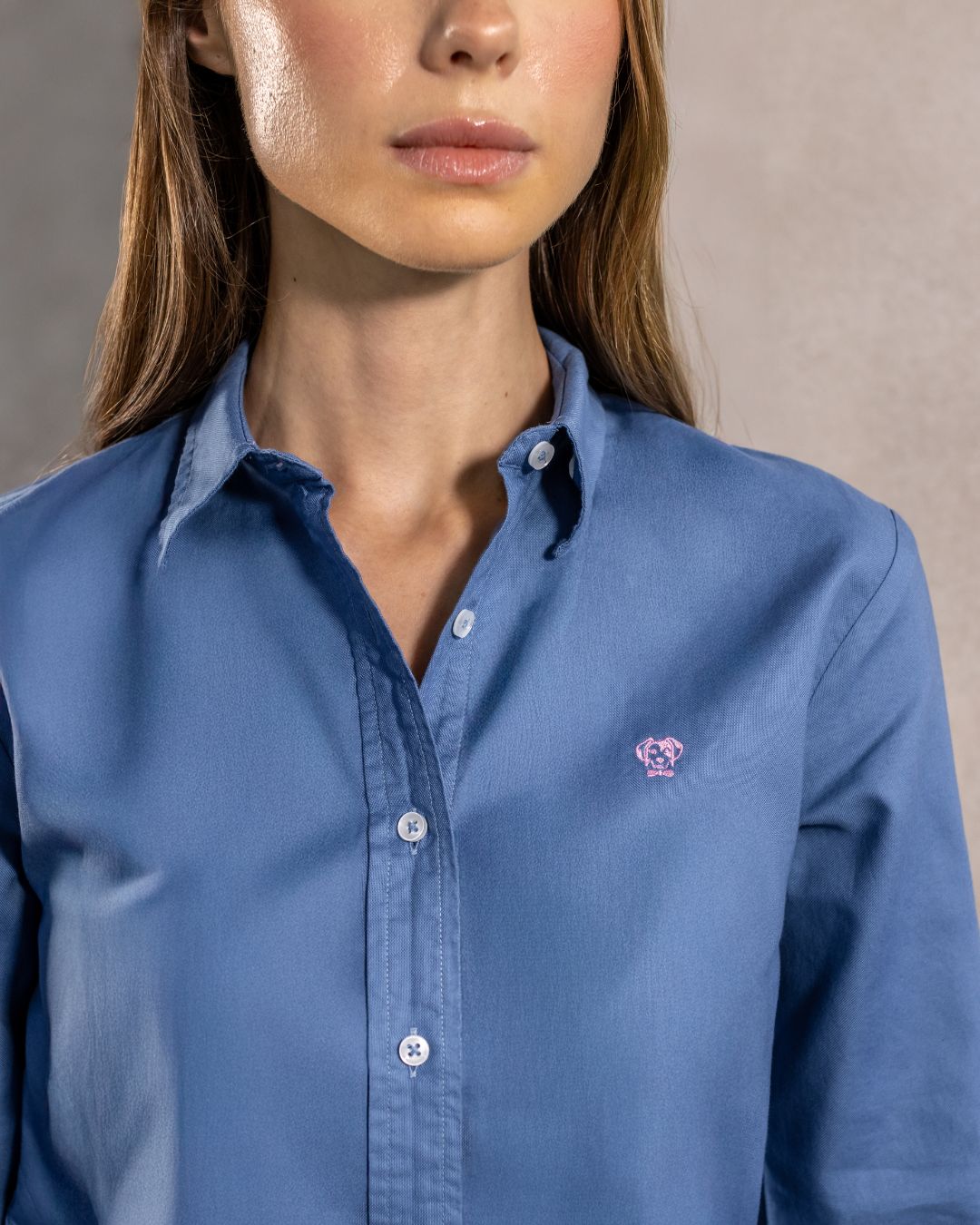 Camisa Antimanchas Oxford de Mujer Azul Chino - Talla Regular